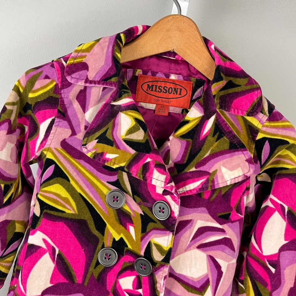 Missoni for Target Girls Velvet Jacket Coat Size XS 4 Multicolor Double Breasted